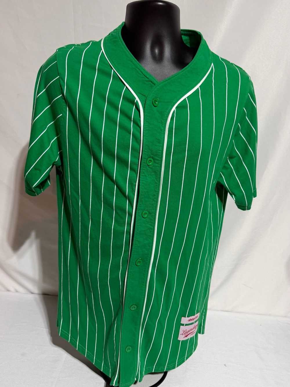 Switch Legendary MMXVIII Green Pinstripe Baseball Jersey — Men's Large